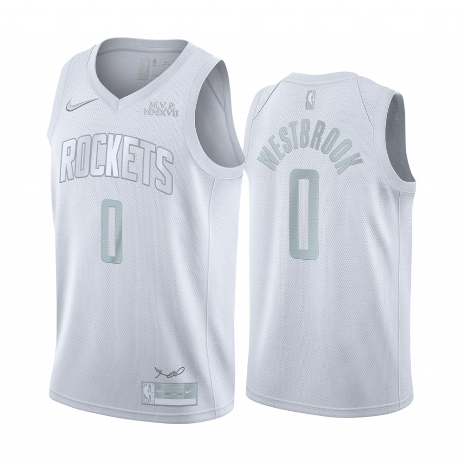 Men Men Houston Rockets #0 Westbrook White NBA Nike MVP Jerseys->nba t-shirts->Sports Accessory